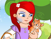 Little Girl and Her Pet