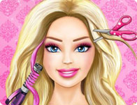 Barbie - Boneca Totally Hair com conjunto de jogo e cabeleireiro ㅤ