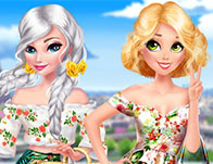 Elsa And Rapunzel Pretty In Floral